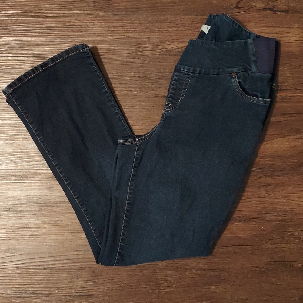 Woman Within Women's Stretch Waist Denim Flare Leg Jeans Size 14W